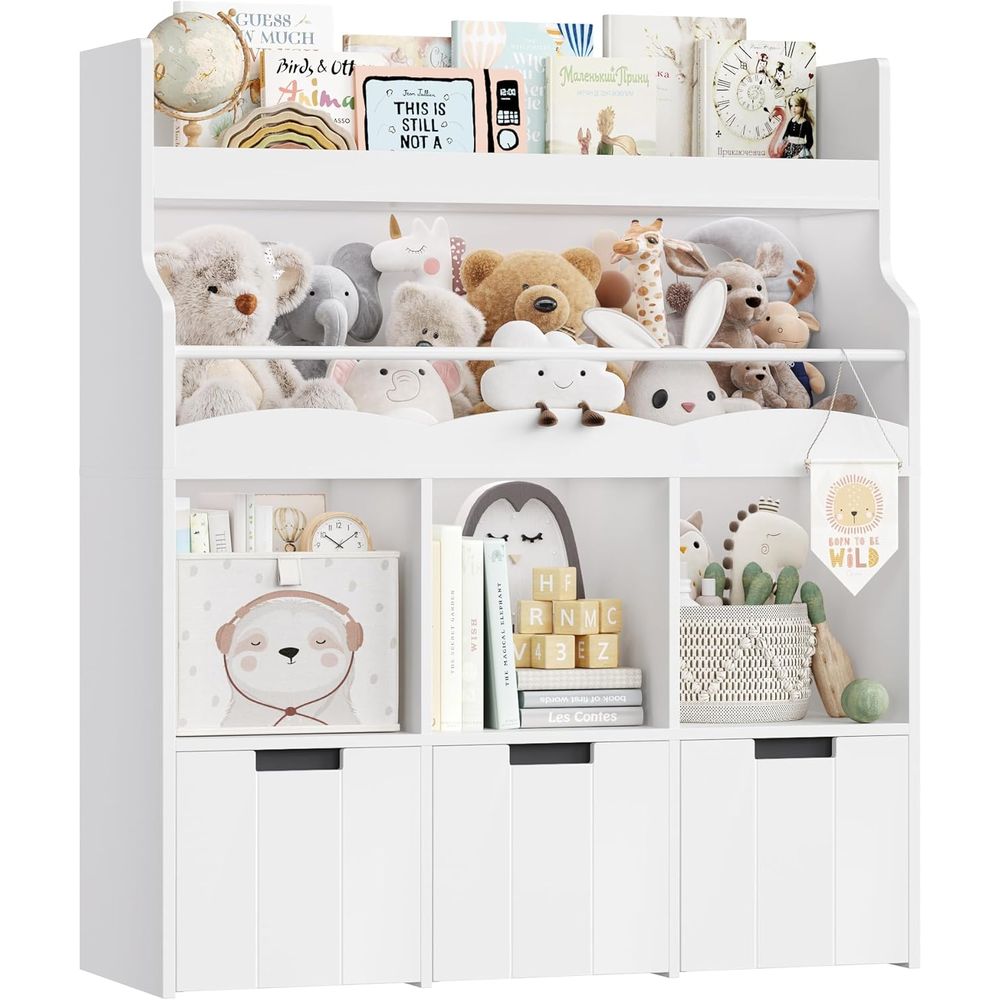 Bookcase Wood Shelf - Çocuk Oyuncak Saklama Düzenleyici ve Kitaplık,