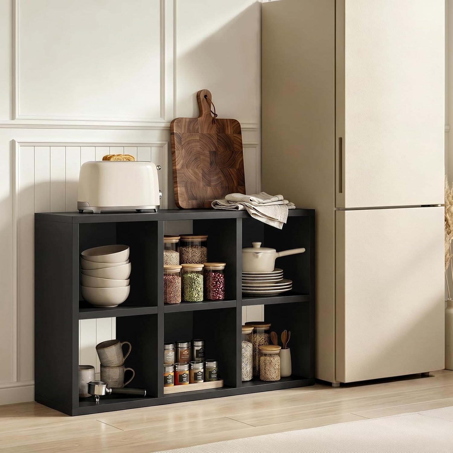 Bookcase Wood Shelf - 6 Küplü Depolama Düzenleyici, Dikey veya