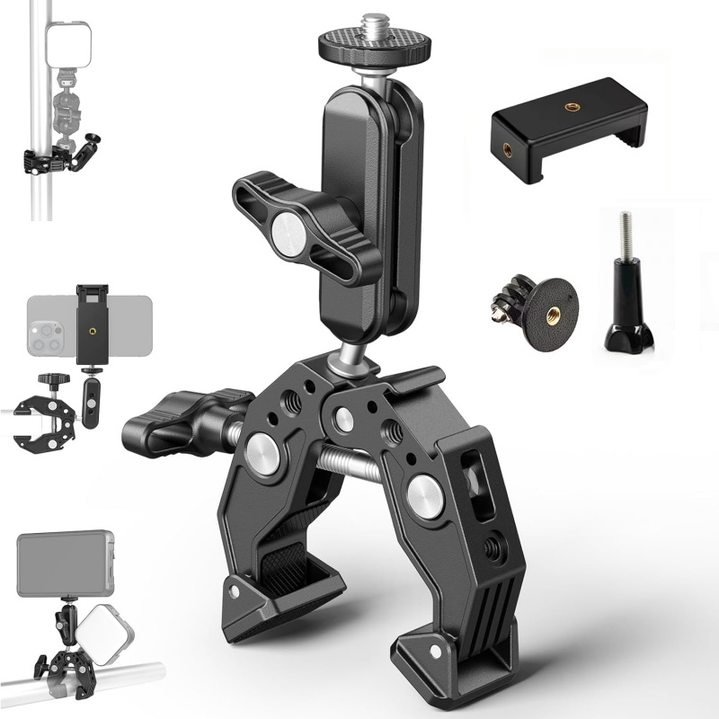Monitor Arm Dual - Evrensel Alüminyum Süper Kelepçe, Çift Bilyalı