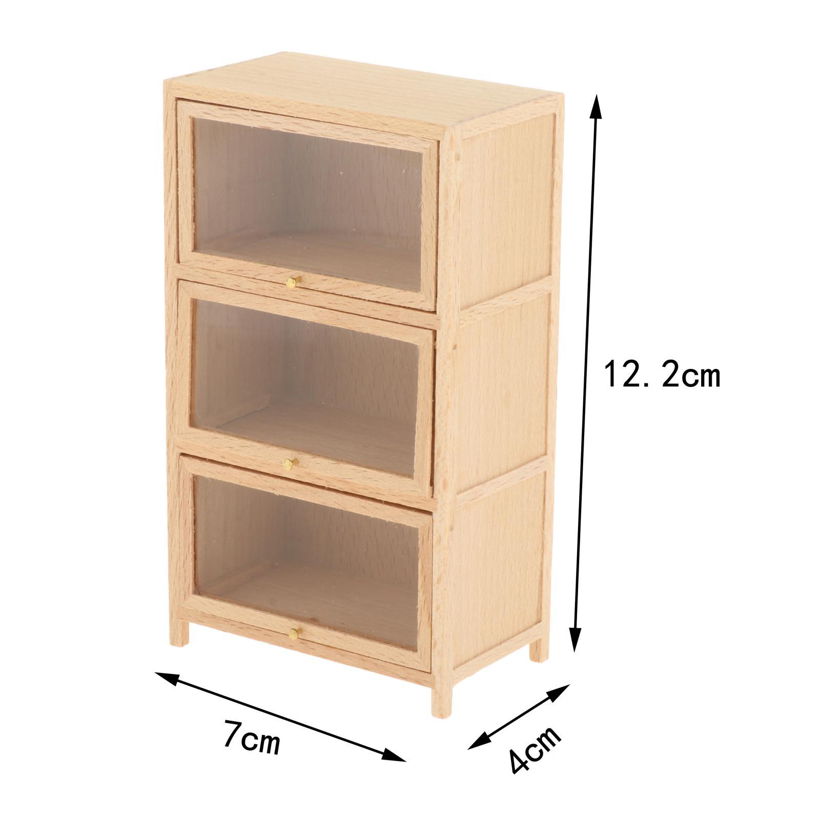Bookcase Wood Shelf - 1:12 Dollhouse Ahşap Kitaplık Mobilya Üç