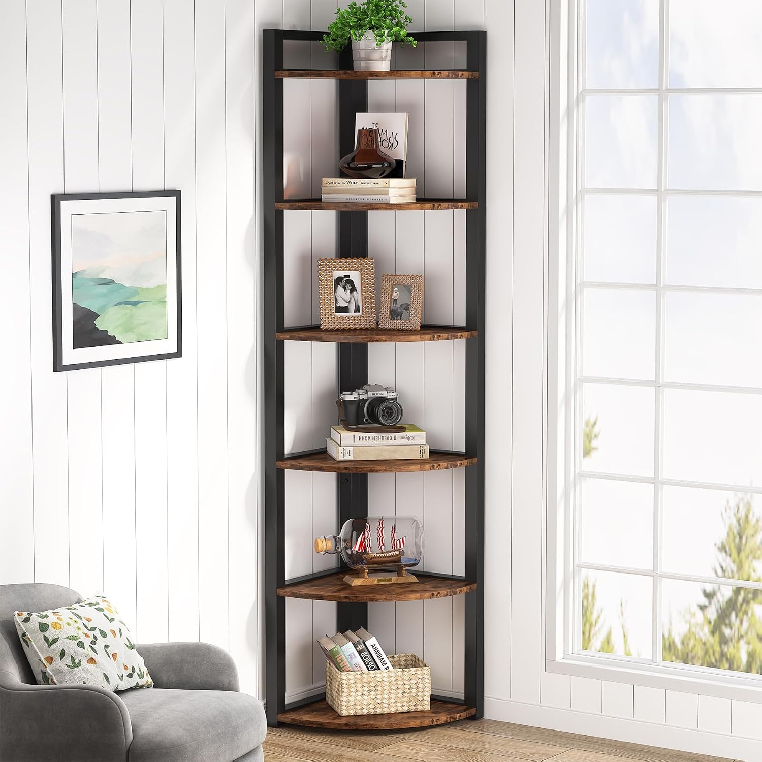 Tribesigns 6 Katlı Köşe Rafı,  - Bookcase Wood Shelf incelemesi ve fiyatı