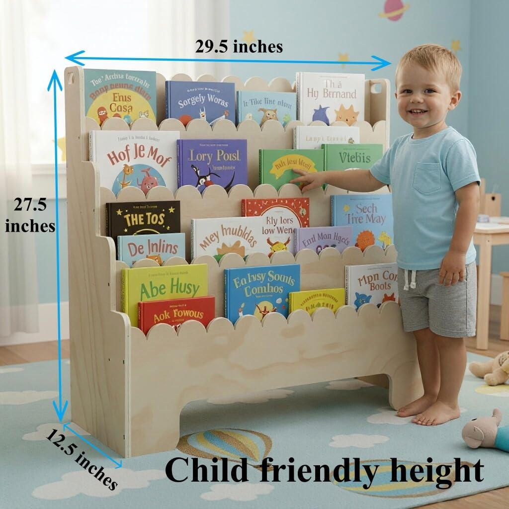 Çocuk Kitaplığı 4 Katlı, Doğal - Bookcase Wood Shelf incelemesi ve fiyatı
