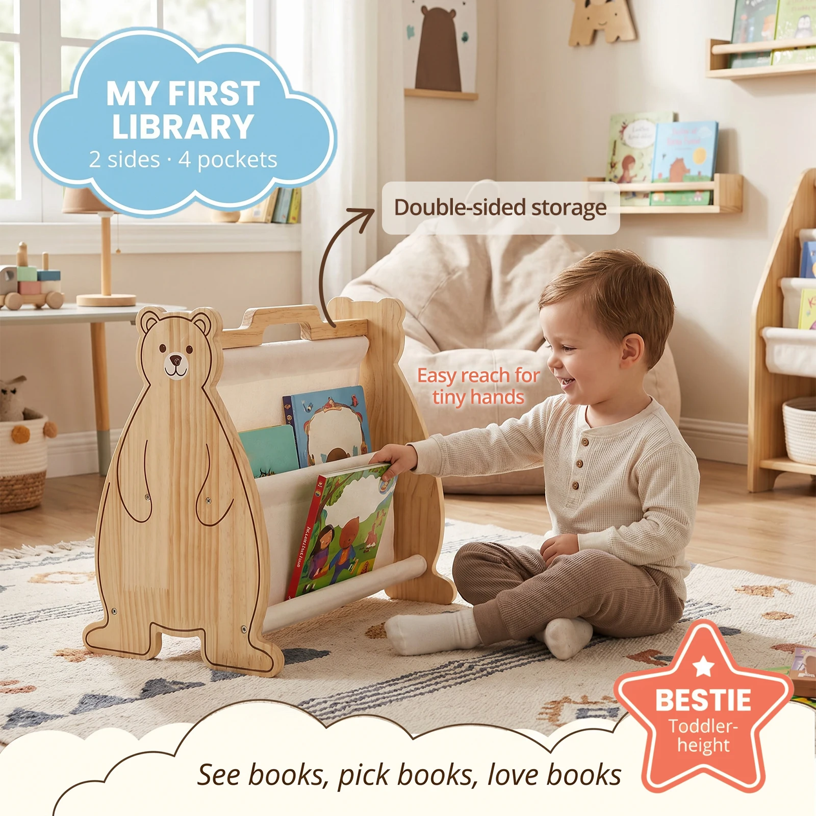 Çocuk Kitaplık Teşhir Ünitesi  - Bookcase Wood Shelf incelemesi ve fiyatı