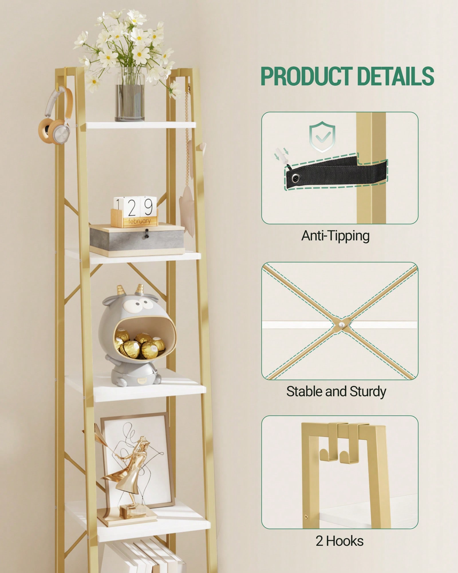 5 Katlı Merdiven Rafı Modern G - Bookcase Wood Shelf incelemesi ve fiyatı